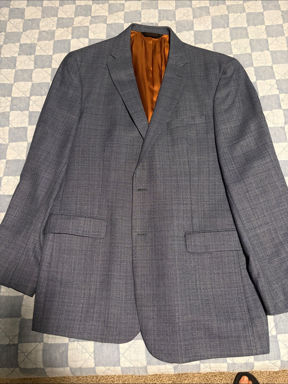 Joseph Men's Gray Windowpane Sport Coat with Orange Lining